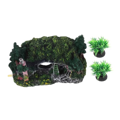 WOONEKY Aquarium Dekoration Fischausflug Höhle Resin Versteck Haus Kleiner Fisch Unterschlupf Mini Garten Ornament für Fischbecken Natürlich und Farbbrillant von WOONEKY