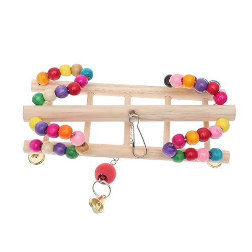 WOONEKY Bunte Papagei Schaukel mit Holzperlen Hängende Brücke für Vögel für Wellensittiche Nymphensittiche Kleine Papageien Fördert Spiel Balance und Bewegung von WOONEKY