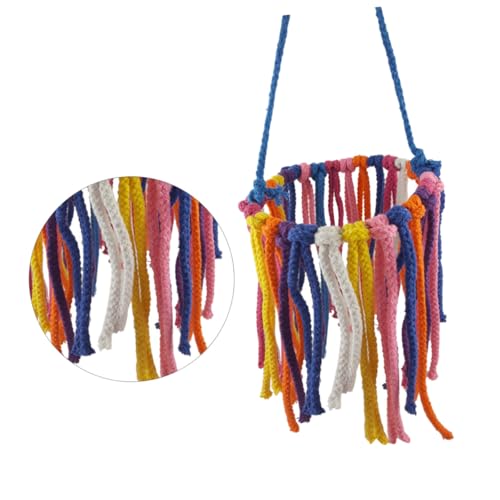 WOONEKY Buntes Baumwollseil Vogelschaukel Papageienspielzeug Kauspielzeug aus Edelstahl Langlebig Sicher für Kleine und Mittlere Papageien Geeignet Einfache Anbringung Zufällige Farbe von WOONEKY
