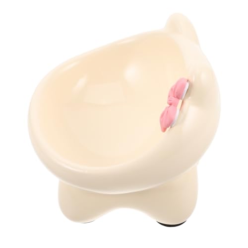 WOONEKY Erhöhter Katzenfutternapf mit Geneigtem Bequemer Keramiknapf für Katzen und Kleine Hunde Optimal für Flachgesichtige Tiere Pflegeleicht und Ergonomisch Beige von WOONEKY