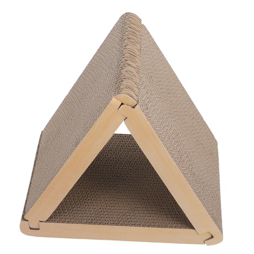 WOONEKY Faltbares Dreieckiges Katzen Kratzbrett aus Robustem Wellpappe mit Nutzbaren Seiten Platzsparendes Indoor Kratzpad für Hauskatzen Horizontale Kratzfläche Langlebig und Vielseitig von WOONEKY