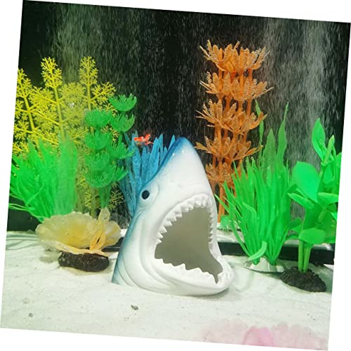 WOONEKY Fisch Aquarium Dekoration Shark Cave Versteck aus Keramik Farbverlauf Blau Fisch und Garnelenversteck Aquarium Zubehör Stilvolle Unterwasserlandschaft WOONEKY Fisch Aquarium Dekoration Shark Cave Versteck aus Keramik Farbverlauf Blau Fisch und Garnelenversteck Aquarium Zubehör Stilvolle Unterwasserlandschaft von WOONEKY