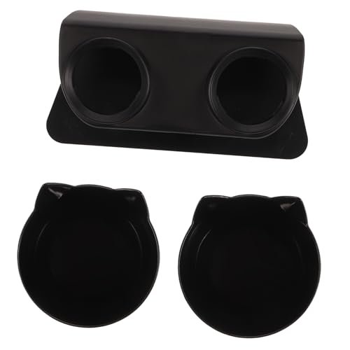 WOONEKY Futternapf-Set 15° Katze Erhöhte Näpfe Futterspender Kunststoff Schwarz Robust Und WOONEKY Futternapf-Set 15° Katze Erhöhte Näpfe Futterspender Kunststoff Schwarz Robust Und von WOONEKY