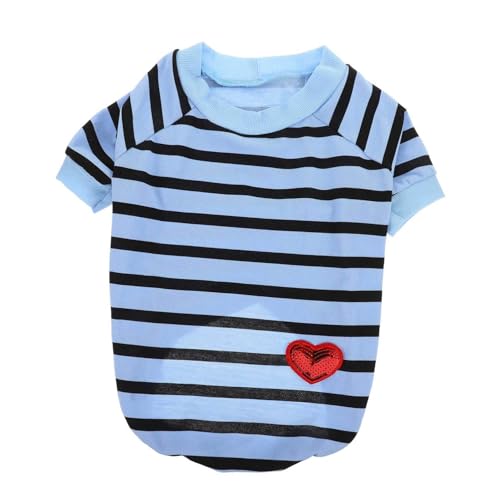 WOONEKY Hundebekleidung Hunde T-Shirt Sommer Welpen Shirt Baumwolle Haustier Shirt Atmungsaktiv Gestreift von WOONEKY