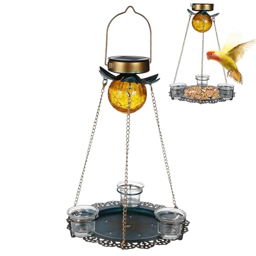WOONEKY Hängende Vogelfutterschale Solar-vogelfutterspender Für Draußen Mit Licht Und Wasserbecherhaltern WOONEKY Hängende Vogelfutterschale Solar-vogelfutterspender Für Draußen Mit Licht Und Wasserbecherhaltern von WOONEKY