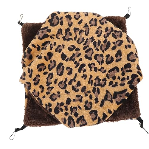 WOONEKY Hamster Hängematte hamsterbett Hamster Spielzeug kleintierspielzeug petbett haustierbett erhöht Schlafsack Hängematte für Haustiere waschbares meerschweinchenbett Flanell Leopard von WOONEKY