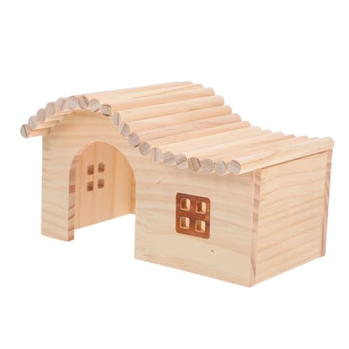 WOONEKY Hamster Holz Versteck Haus aus Naturholz für Kleine Nager Wie Hamster Meerschweinchen Mäuse Gemütliches Schlafnest Einfach zu Reinigen Sicherer Rückzugsort und Dekoratives von WOONEKY