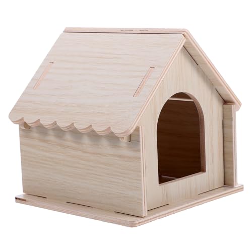 WOONEKY Hamster Holzhaus Robust Langlebig Hamster Versteck für Zwerghamster Kleine Nager Spielhaus Natürlich Sicher Geeignet von WOONEKY