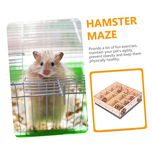 WOONEKY Hamster Holzlabyrinth Kleines Labyrinth für Kleintiere Langlebiger Kauspielplatz zur Aktivitätsförderung und Bewegung Sicheres Trainingsspiel für Hamster Mäuse Kleintiere von WOONEKY