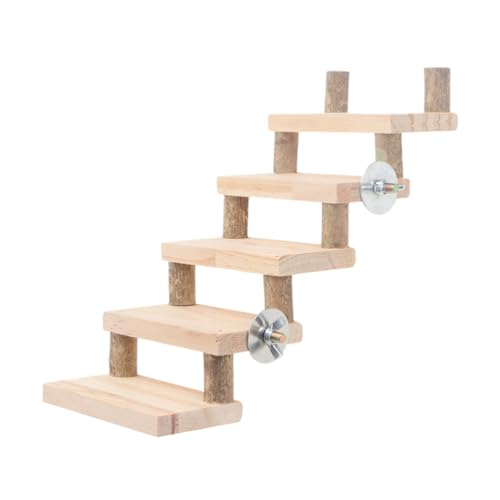 WOONEKY Hamster Kletterspielzeug und Papagei Kletterleiter Stufige Holzleiter Sicheres für Vögel und Kleintiere Fördert Bewegung und Beschäftigung Geeignet für Wellensittiche Zwerghamster von WOONEKY