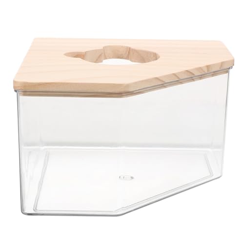 WOONEKY Hamster Sandbad Box mit Holzdeckel Transparentes Sandbad für Hamster Rennmäuse Chinchillas Geruchsarmes Badehaus Sicherer Kleintier Spielbereich Leicht zu Reinigen von WOONEKY