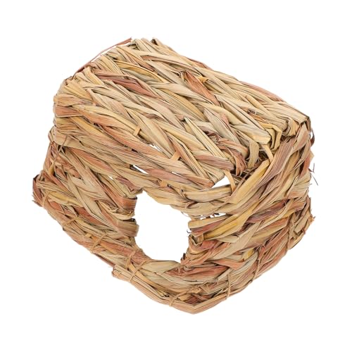 WOONEKY Hamster Versteck aus Natürlichem Stroh Handgefertigtes Hamsterhaus als Atmungsaktives Nest und Versteck für Kleintiere für Hamster Ratten Chinchillas im Käfig von WOONEKY