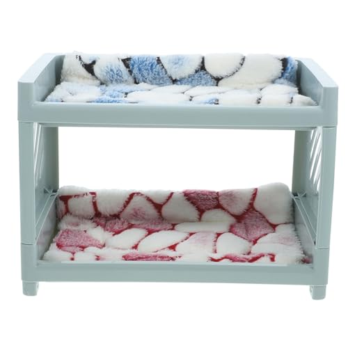 WOONEKY Hamster Versteckbett Doppelstöckig mit Abnehmbarem Kissen Chinchilla Kuschelbett für Kleintiere Meerschweinchen und Kaninchen Sicherer Rückzugsort und Schlafplatz Zufällige Farbe von WOONEKY