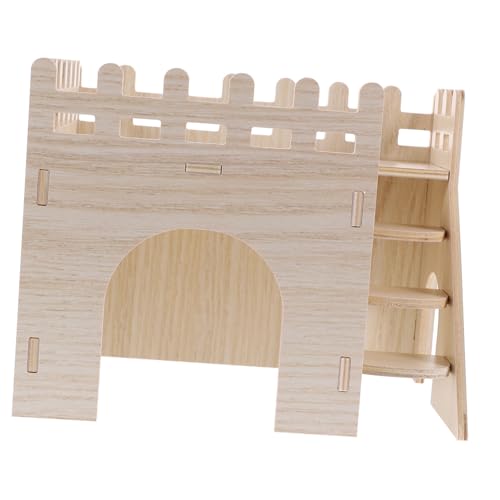 WOONEKY Hamsterhaus Holz mit Kletterleiter Doppellagiges Versteck und Spielplatz für Kleine Haustiere Privater Rückzugsort Robustes Kauspielzeug für Hamster Zwerghamster und von WOONEKY