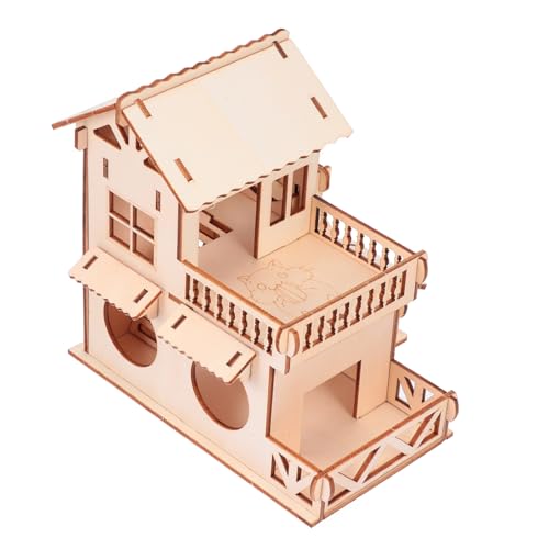 WOONEKY Tierversteck Hölzernes Hamsterhaus Leiter Spielspielzeug Für Zwerghamster von WOONEKY