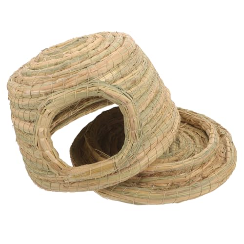 WOONEKY Handgefertigtes Kaninchenhaus aus Naturgras Multifunktionales Nest für Kaninchen Meerschweinchen und Hamster Spiel Ruheplatz Gesundes Langlebiges Versteck für Kleintiere von WOONEKY