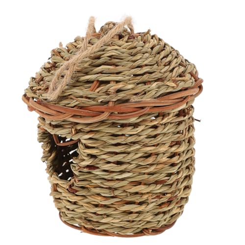 WOONEKY Handgewebtes Vogelhaus aus Gras für Kleine Tiere Multifunktionelles Nest für Vögel Tauben und Kaninchen als Garten und Wohnungsdeko Natürlicher Weicher Unterschlupf aus Naturgras von WOONEKY