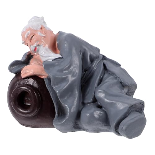 WOONEKY Harzfigur Alkoholisierter Alter Mann Mikrolandschaft Dekoration für Pflanzentöpfe Aquarium Gartenteich Outdoor Ornamente von WOONEKY