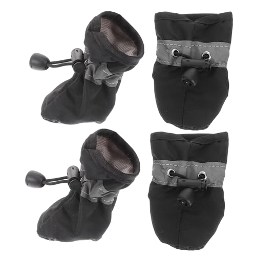 WOONEKY 4 Stück Reflektierende Hundeschuhe Ohne Stiefel Für Mittelgroße Hunde Atmungsaktive Haustierschuhe Mit Kordelzug Für Aktivitäten von WOONEKY