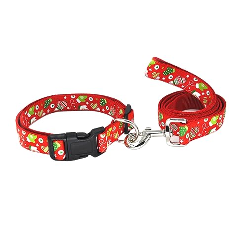 WOONEKY Haustier Weihnachten Zugseil Hundehalsbänder Für Welpen Leine Für Welpen Welpenhalsband Weihnachtstag Accessoire Weihnachtshaustier, Das Seil Zieht Haustier Hund Rot Einstellen von WOONEKY