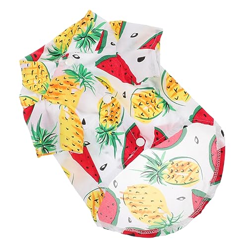 WOONEKY Hawaiian Dog Summer Shirt Bequemes Baumwoll Hundeshirt mit UV Schutz für Sommeraktivitäten Reisen und Fotoshootings S Weißer Wassermelonen Druck von WOONEKY