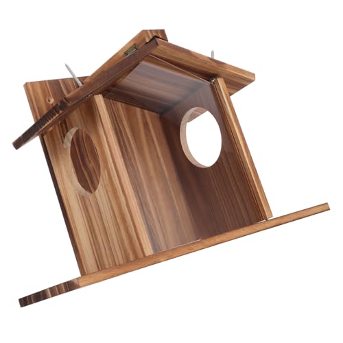 WOONEKY Holz Eichhörnchen Futterhaus Eichhörnchen Futterbox Für Garten Hängender Futterspender Aufbewahrungsbehälter Für Futtersorten Und Nüsse Langlebig Und Wiederverwendbar Für Hinterhof von WOONEKY