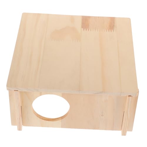 WOONEKY Holz Hamsterhaus Mehrkammer Versteckspielzeug für Kleine Haustiere Beißfestes Nest für Hamster Meerschweinchen und Zwerghamster Langlebiges Kleintierhaus Gemütlicher Rückzugsort von WOONEKY