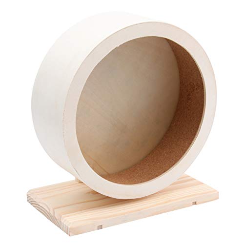 WOONEKY Holz Laufscheibe für Hamster und Kleine Haustiere Geräuschloses Übungsrad Ergonomisches Design Fördert Gesundes Training für Ratten Rennmäuse und Andere Kleintiere Hochwertiges von WOONEKY