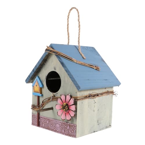 WOONEKY Holz Vogelhaus für Papageien Hängendes Futterhaus für Garten Dekoration Geeignet für Balkon und Fenster Kreatives Design mit Haken und Schnur Einladend für Vögel von WOONEKY