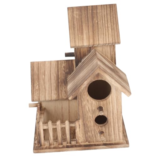 WOONEKY Holz Vogelhaus für Sittiche Kreatives Nistquartier für Papageien und Hummingbirds Stilvolles Garten Zubehör für Natürliche Brut und Nistverhalten Tür Vintage Design WOONEKY Holz Vogelhaus für Sittiche Kreatives Nistquartier für Papageien und Hummingbirds Stilvolles Garten Zubehör für Natürliche Brut und Nistverhalten Tür Vintage Design von WOONEKY