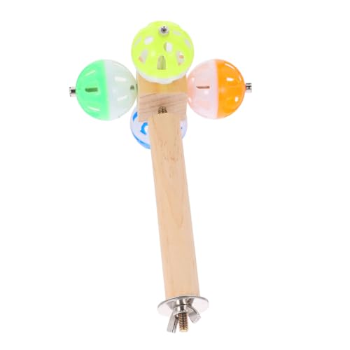 WOONEKY Holz Vogelsitzstange mit Glocke Parrot Toy Vogelkäfig Zubehör für Wellensittich Papagei Kanarienvogel Kleiner Vogel Standstab Klettern und Einfach zu Montieren Sicher und von WOONEKY