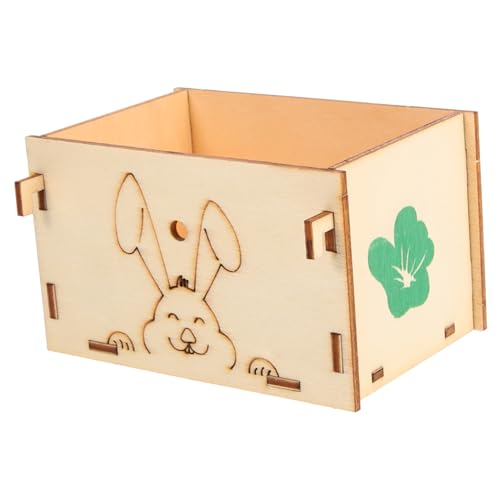 WOONEKY Holzfutterspender für Kaninchen und Meerschweinchen Multifunktionale Futterstation Verschleißfester Futterbehälter für Käfige Einfach zu Reinigen und Sicher Anwendung von WOONEKY
