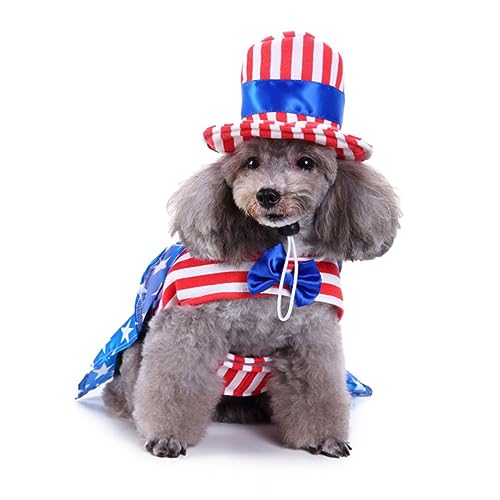 WOONEKY Hund Haustier Kostüm Charme Haustier+Kleidung Hundekostüm Kostüm hundemantel Dog Raincoat Kleider amerikanische Flagge Hund verkleiden Halloween Hundekleidung Verwandlungs-Outfit von WOONEKY