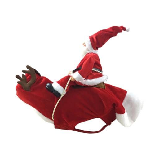 WOONEKY Welpen-Performance-Kostüm Ankleidemantel Weihnachtsmann-Kleider Weihnachtspetkleidung Haustierkleidung Weihnachtsmann-Kostüm Weihnachtskleidung für Haustiere warme Winterkleidung von WOONEKY