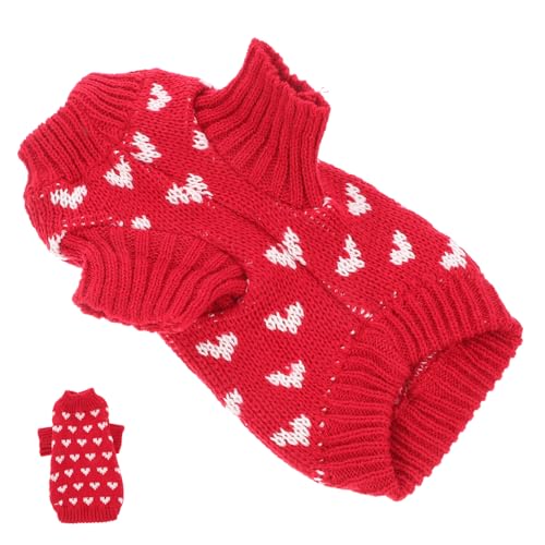 WOONEKY Hundepullover Pullover für mops hundemantel Katzenpullover-Outfits Valentinstagskleidung für Hunde Muskelshirt kostüme Outdoor-Haustierkleidung atmungsaktive Hundekleidung Herz rot von WOONEKY