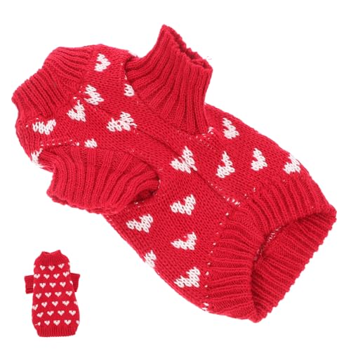 WOONEKY Fashion Statement: Hundepullover Mit Herzmuster S Rot Gemütliche Und Modische Weste von WOONEKY