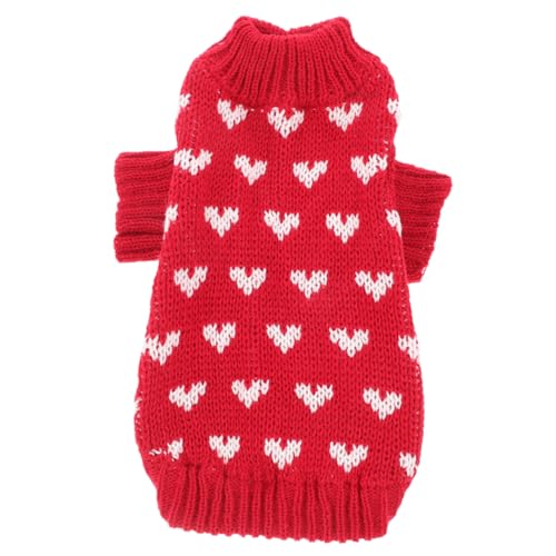 WOONEKY Hundepullover Warme Hundekleidung Hundeoutfits Für Hunde Welpenweste Katze Schöne Weste Deko-Pullover Für Hunde Valentinstagskleidung Für Welpen Hund Katze Der Hund Rot Acryl von WOONEKY