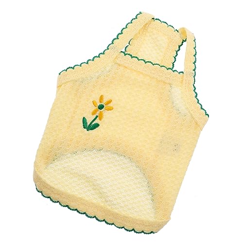 WOONEKY Hundeweste für Sommer Atmungsaktive Hundekleidung mit Floralem Design Waschbare Hundevest für Kleine Hunde für Zuhause und Outdoor Aktivitäten Gelb von WOONEKY