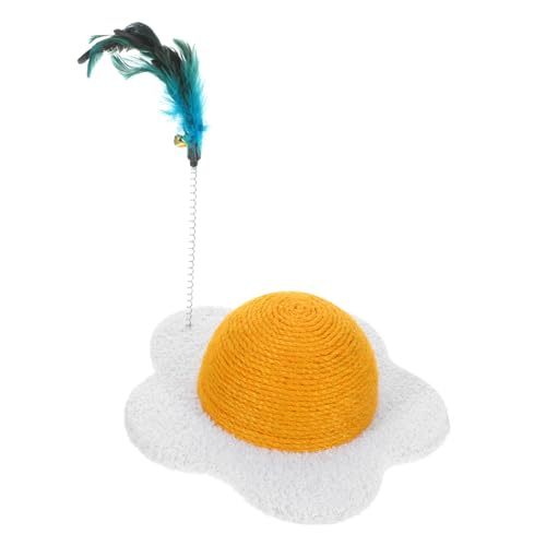 WOONEKY Yolk Katzenspielzeug Mit Rundem Kratzbrett – Katzenkratzbrett Katzenkratzbaum Haustierspielzeug Für Zuhause Katzenkratzmatte von WOONEKY