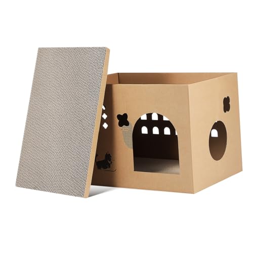 WOONEKY Katzenvilla Katzenkratzer Katzenhaus im Freien Katzenkratzbrett Kratzhaus für Katzen Katzenzelt Katzenbett katzenbox Katzenhaus Katzenhäuser für Wohnungskatzen Wellpapier WOONEKY Katzenvilla Katzenkratzer Katzenhaus im Freien Katzenkratzbrett Kratzhaus für Katzen Katzenzelt Katzenbett katzenbox Katzenhaus Katzenhäuser für Wohnungskatzen Wellpapier von WOONEKY