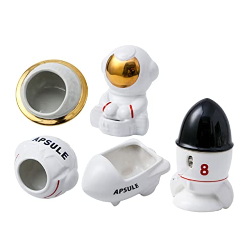 WOONEKY Keramik Hamster Futter und Trinkschale Teiliges Space Themed Hamsterversteck mit Raumfahrer und Raumschiff Badewanne Waschbar Langlebig und Sicher für Kleine Haustiere WOONEKY Keramik Hamster Futter und Trinkschale Teiliges Space Themed Hamsterversteck mit Raumfahrer und Raumschiff Badewanne Waschbar Langlebig und Sicher für Kleine Haustiere von WOONEKY