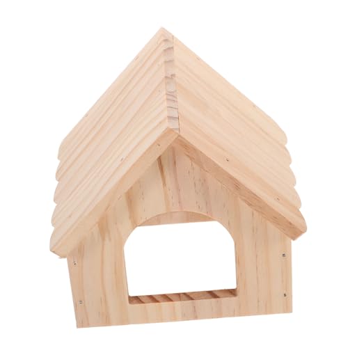 WOONEKY Kleintier Holzhaus mit Futterplattform Natürliches Beißfestes Meerschweinchen Versteck Robustes Hamsterhaus für Kleine Haustiere Sicherer Rückzugsort und Spielplatz von WOONEKY