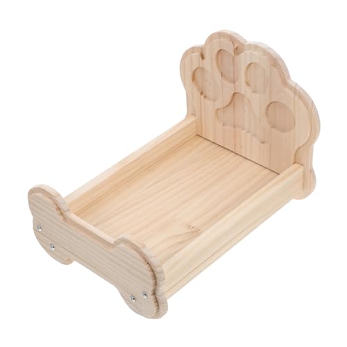 WOONEKY Kleintierbett aus Holz für Meerschweinchen Hamster und Chinchillas Schlafnest für Zwergkaninchen Langlebig und Leicht zu Reinigen Beige Design von WOONEKY