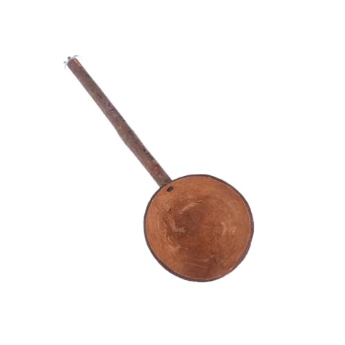 WOONEKY Kokosnuss Futternapf für Vögel Natürliche Kokosnussschale mit Stehstock und Spielschaukel für Wellensittiche und Andere Haustiere und Langlebig von WOONEKY