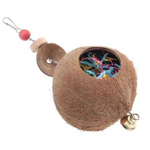 WOONEKY Kokosnuss für Papageien Natürliches Kau und Kletterspielzeug für Vögel Sicheres und Langlebiges Zubehör für Wellensittiche und Haustiere Einfach im Käfig zu Installieren von WOONEKY