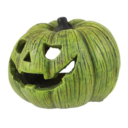 WOONEKY Kürbis-versteck- Betta Versteck Reptilienhöhle Garnelen Versteck Eidechsenversteck Reptilienschutzhöhle Halloween-Aquarium- Buntbarschhütte Schildkrötenversteck Green Harz von WOONEKY