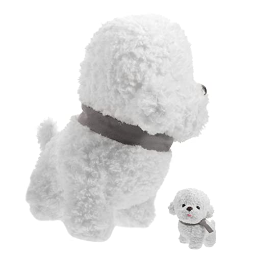 WOONEKY Kuscheliges Plüsch Hundespielzeug Bichon Frisé Sitzend Weiß Realistisches Welpen Stofftier zum und Dekorieren Weiches Waschbares und Geschenkspielzeug von WOONEKY
