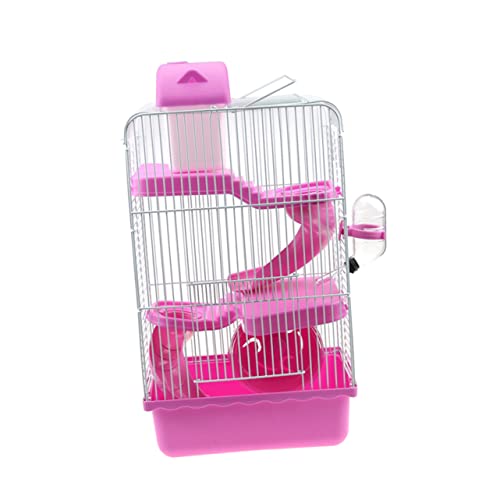 WOONEKY Luxuriöser Dreischichtiger Hamsterkäfig Tragbares Haustierhaus für Kleine Tiere Chinchilla Haus Hellrosa für Kleine Haustiere mit Laufrad und Auslaufsicherem Wasserspender WOONEKY Luxuriöser Dreischichtiger Hamsterkäfig Tragbares Haustierhaus für Kleine Tiere Chinchilla Haus Hellrosa für Kleine Haustiere mit Laufrad und Auslaufsicherem Wasserspender von WOONEKY
