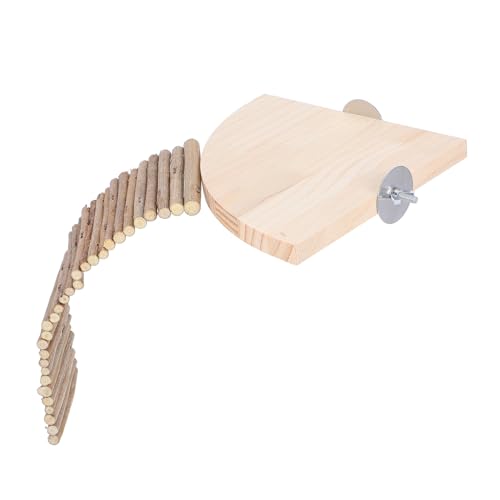 WOONEKY Holzplattform Mit Leiter Für Hamster Kletterspielzeug Für Kleintiere Stufenplattform Für Käfig Naturmaterial Für Haustier-Spielplatz Stabile Plattform Für Meerschweinchen Und von WOONEKY