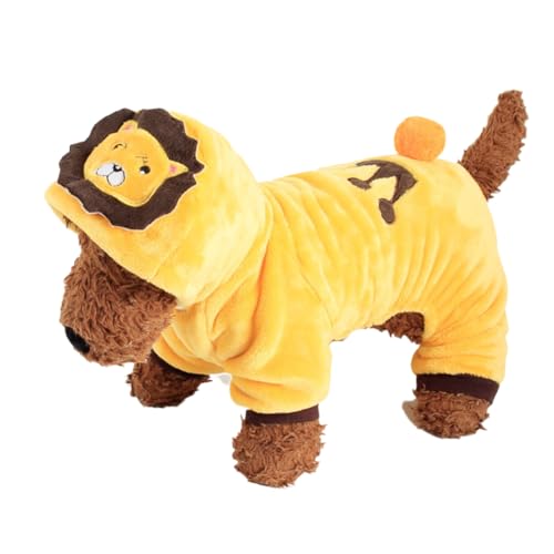 WOONEKY Welpenkleidung Overalls für Haustiere Tier kostüm tierkostüm Hunde kostüm Dog Coat Dog Sweater Kleidung kostüme Kleiner hundemantel Hoodie im Löwen-Stil verdicken Jacke mit Hut von WOONEKY